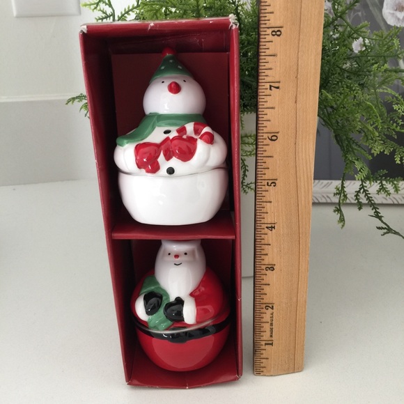 St. Nicholas Square Ceramic Santa and Snowman Salt Pepper Set - Picture 5 of 5